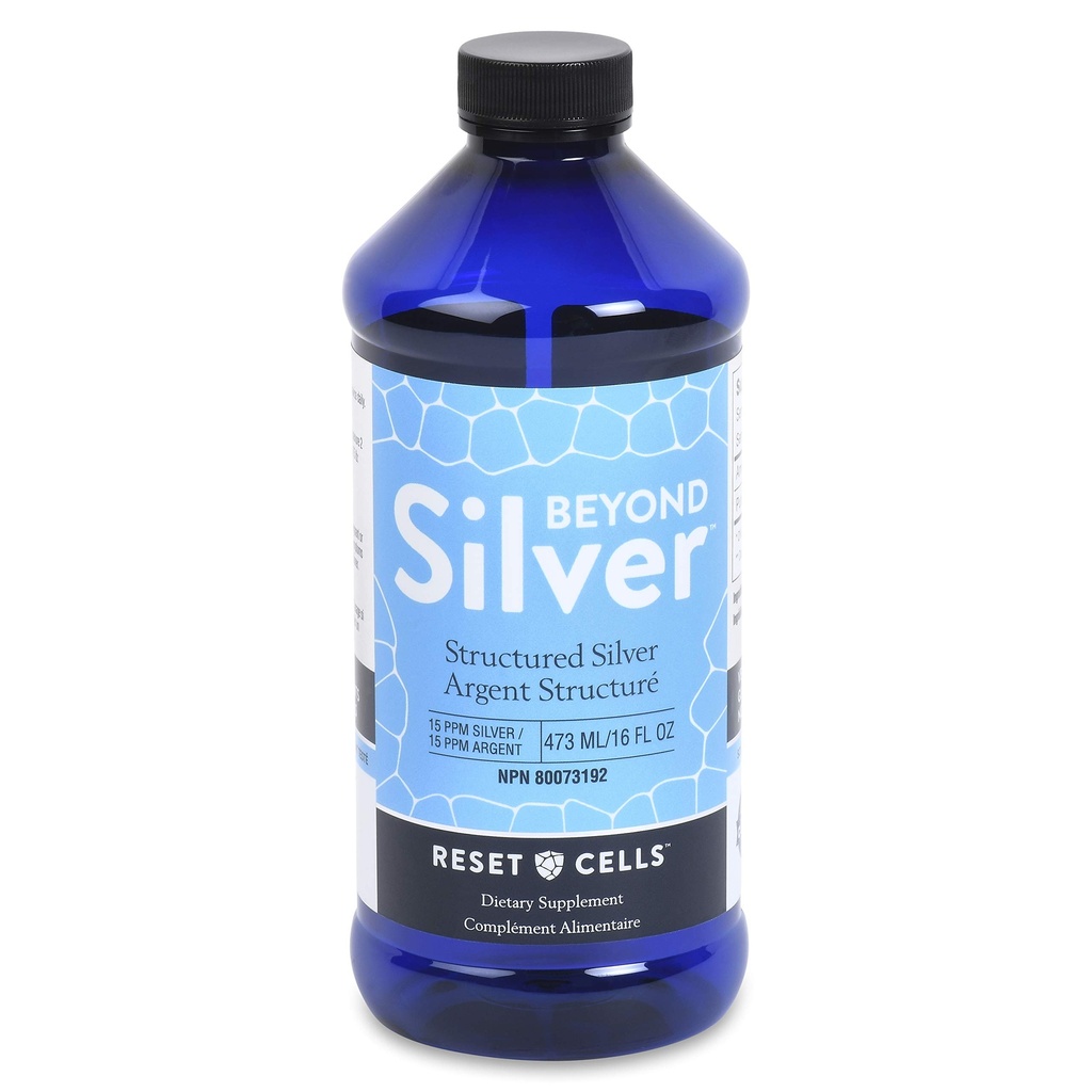 Dincolo de Silver Structurat Silver Solutie - 15ppm - 16oz - Lichid pur de argint coloidal pentru suport imunitar - Alkaline Silver Apă Dietary Supliment