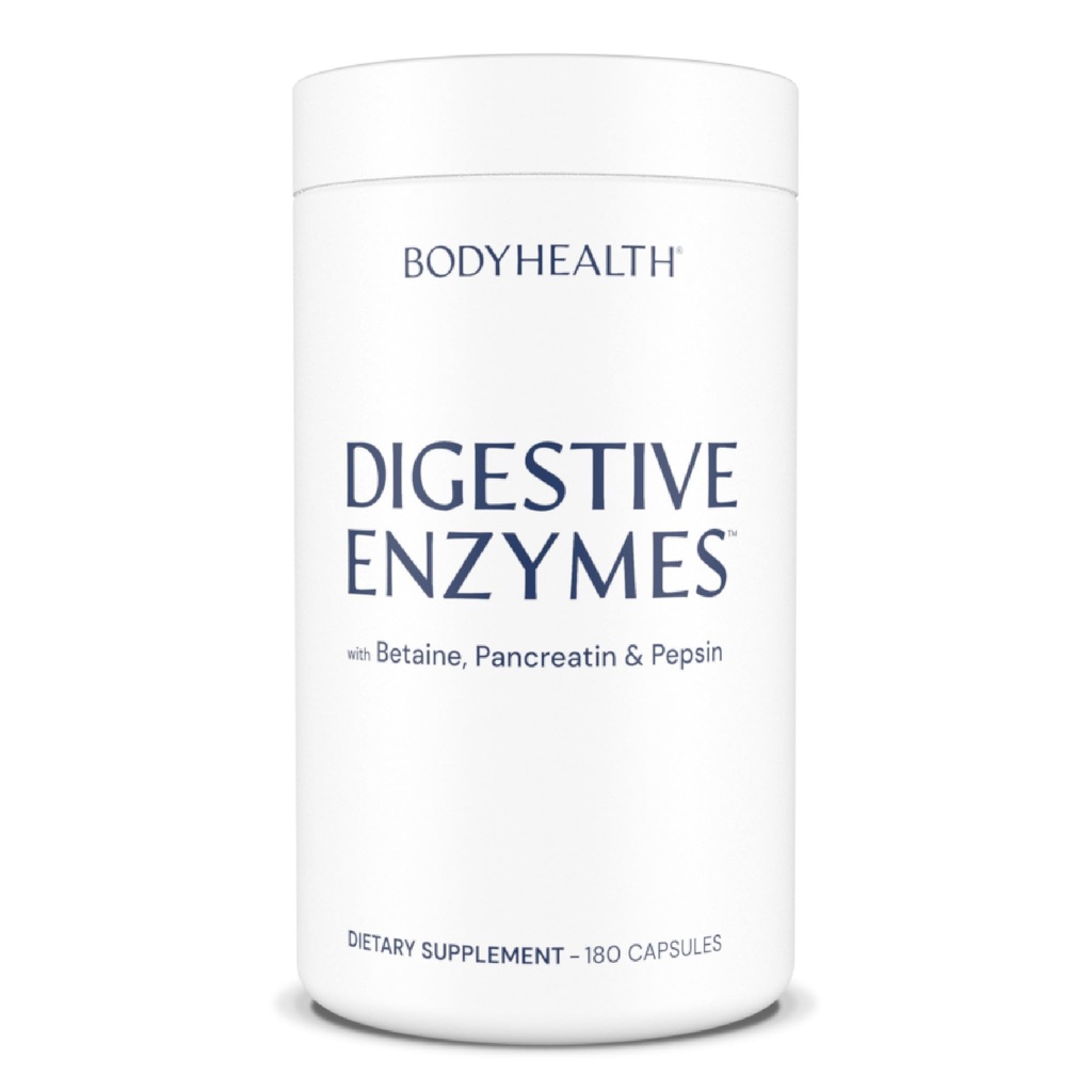 BodyHealth Digestive Enzime Full Spectrum Digestive Support (180 capace), Betaine, Pepsin, Pancreatin BPP Încărcat cu enzime și probiotice, relief pentru balonarea stomacului, arsuri la stomac, gaz, constipație