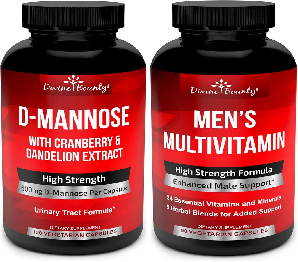 Divine Bounty D- Mannose Capsule & Mens Multivitamine Bundle