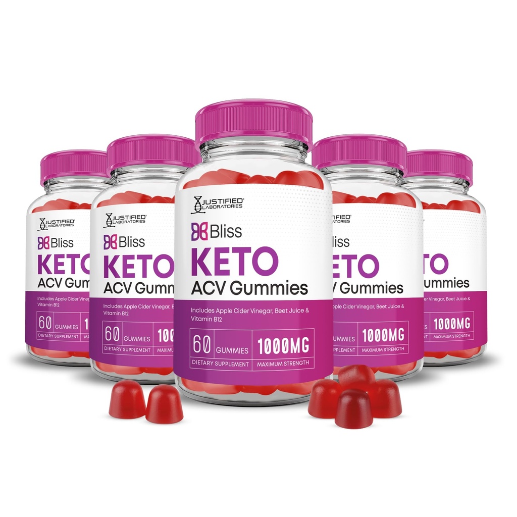 Laboratoare justificate (5 Pack Bliss Keto ACV Gummies Advanced Formula 1000MG X 10 Bliss Boost Formulat cu Pudră de sfeclă de rodie B12 Vegan Non OMG 300 Gummys