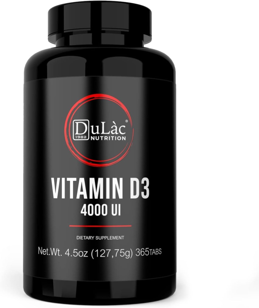 Dulàc - Vitamina D3 4000 UI Supliment, promovează absorbţia calciului şi fosforului, sprijină oasele, dinţii, muşchii şi sistemul imunitar, 365 comprimate, fabricate în Italia