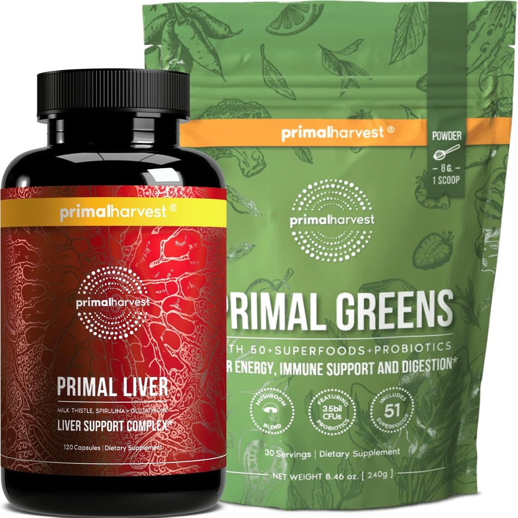 Primal Harvest Ficat & Verzi Suplimente cu pulbere pentru femei și bărbați, Bundle