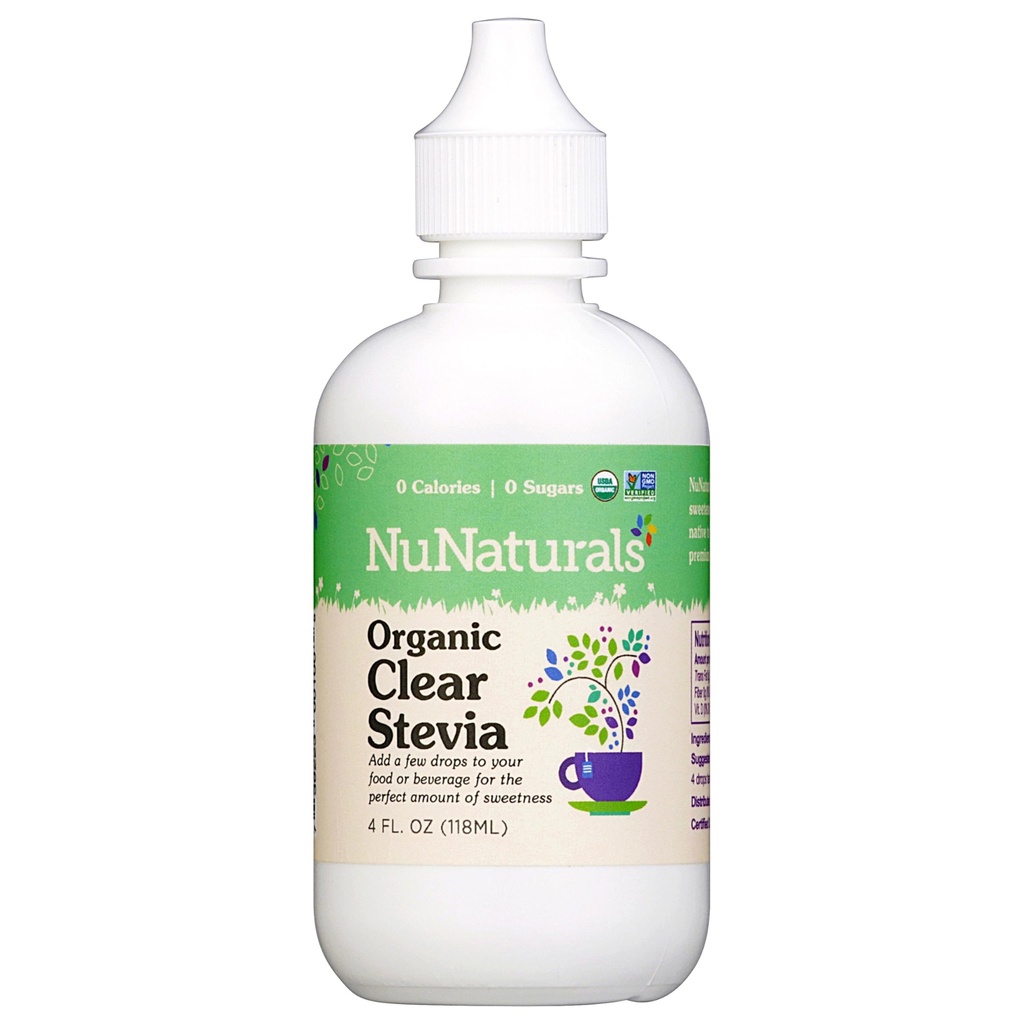 NuNaturals Extract clar Stevia, îndulcitor pe bază de plante, sticla de plastic, 4 oz