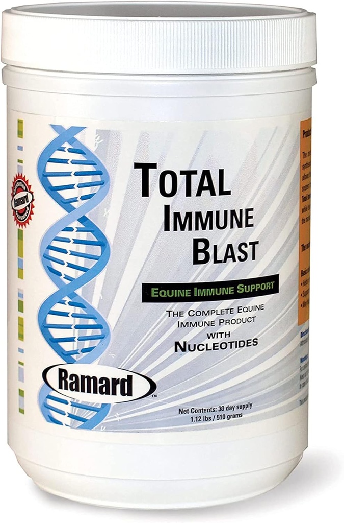 Ramard Total Immunum Blast - Suport Imun, Vitamină de cal și pulbere Suplimentul cu seleniu, Omega 3, Omega 6 & Vitamine w/Nucleotide, Equine Powder & Suplimente 1.12 lbs. 30 zile Aprovizionare