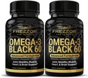 FREZZOR Omega 3 Negru pentru Ingrijire comuna & Comfort - Noua Zeelanda Green Lipped Capsule de ulei Mussel; 53x Potență superioară cu UAF1000+ Super Antioxidant, Nu gust de pește, 60 Conte (Pachet de 2)