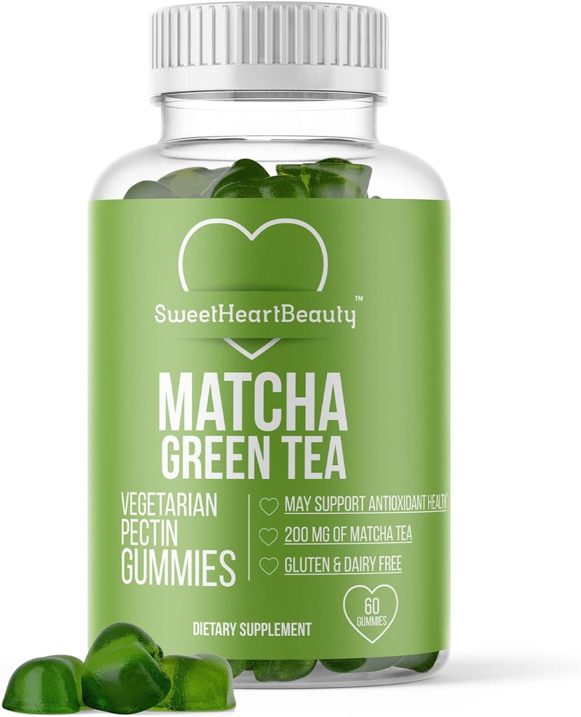 Matcha Green Tea Extract Gummy Vitamina cu extract de ceai verde de dulceață frumusețe. Matcha Energy Gummies. Green Tea Detox şi Cleanse. Vegan Friendly, Gluten-Free și non-GMO. 1 lună de aprovizionare.
