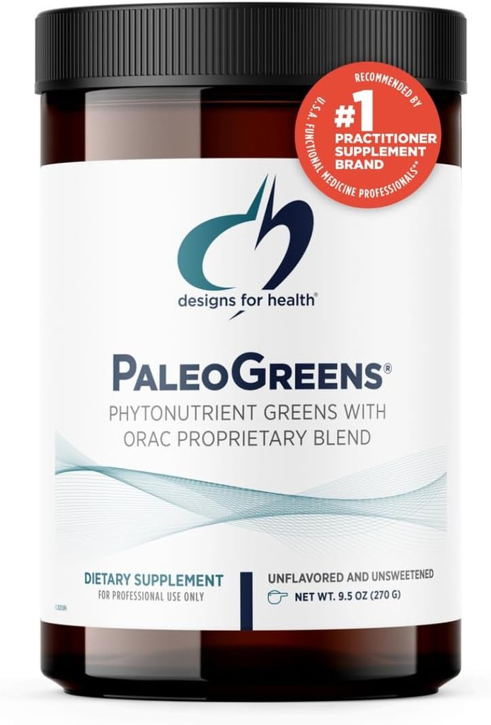 Design-uri pentru sanatate PaleoGreens - Peste 90% Ecologic Super Green Shake Powder cu legume, Berrii, Enzime + Antioxidanti - Non-GMO Drink Mix, Neflavorat + Neîndulcit (30 Serviri / 270g)