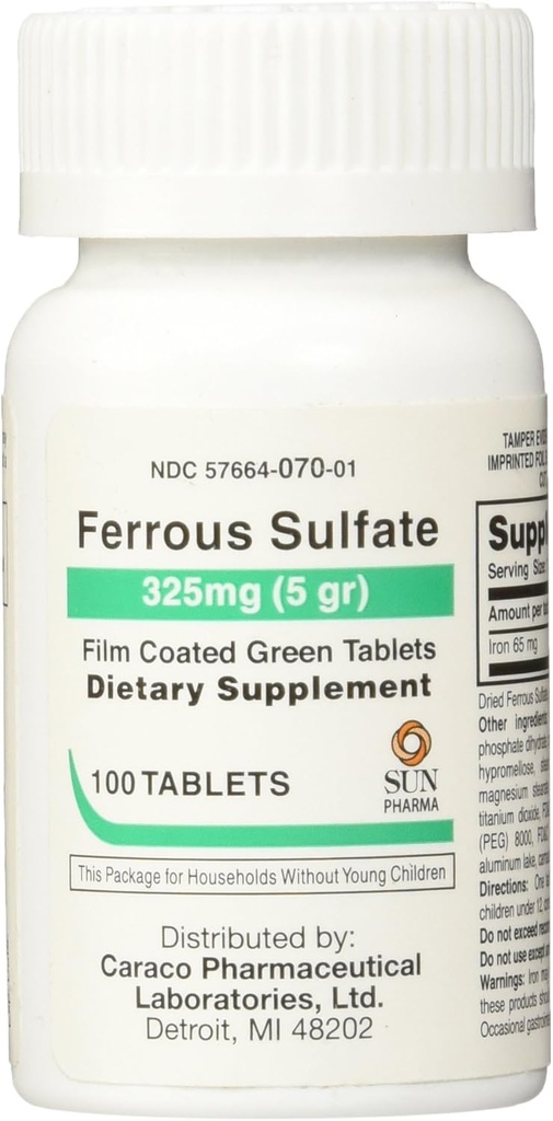 Suplimente de fier feroase sulfate, 100 Conte