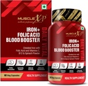 Acid folic de fier Booster Daily Vital, Chelated Iron with Folic Acid & Vitamin C, B12 & Natural Spanac Powder, 60 Veg Capsule