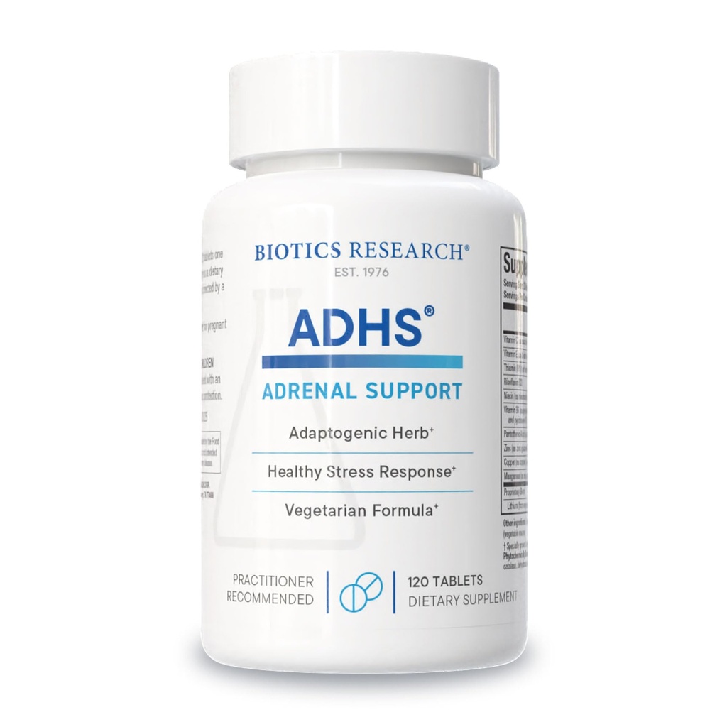Biotics Research ADHS Suport adrenal, Suporturi Nivele normale de cortizol, Suport antioxidant, Mai multă energie, Răspuns sănătos, 120 Tabete