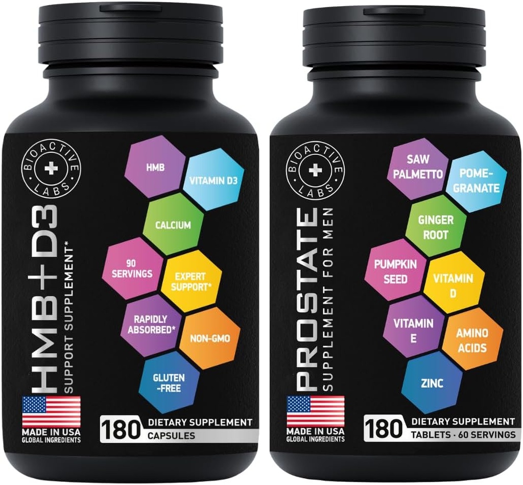 Advanced HMB Plus Vitamina D3 și suplimente de prostată pentru bărbați Bundle