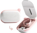 MURRI&MURRDI Small Pill Cutter și Organizator pentru pastile mici sau mari, Portable Medicine Cutter pentru Purceluș de buzunar, Pill Holder Cutter pentru vitamine, tablete, medicamente, roz