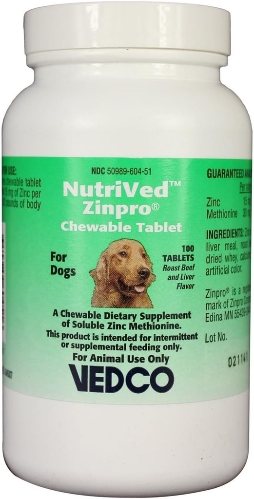NutriVed ZinPro comprimate masticabile pentru câini (100 număr)