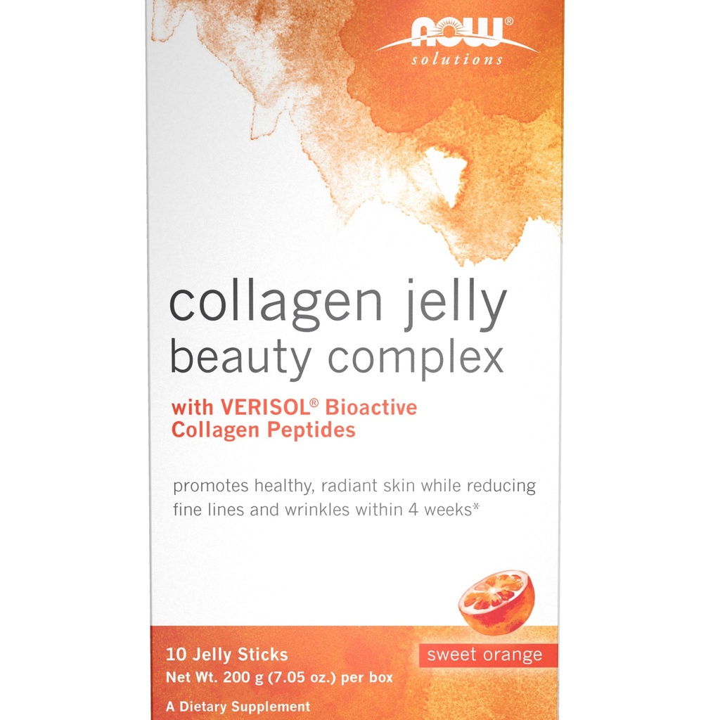 now Foods Solutions, Colagen Jelly Beauty Complex, Sweet Orange Flavor, 10 Jelly Sticks