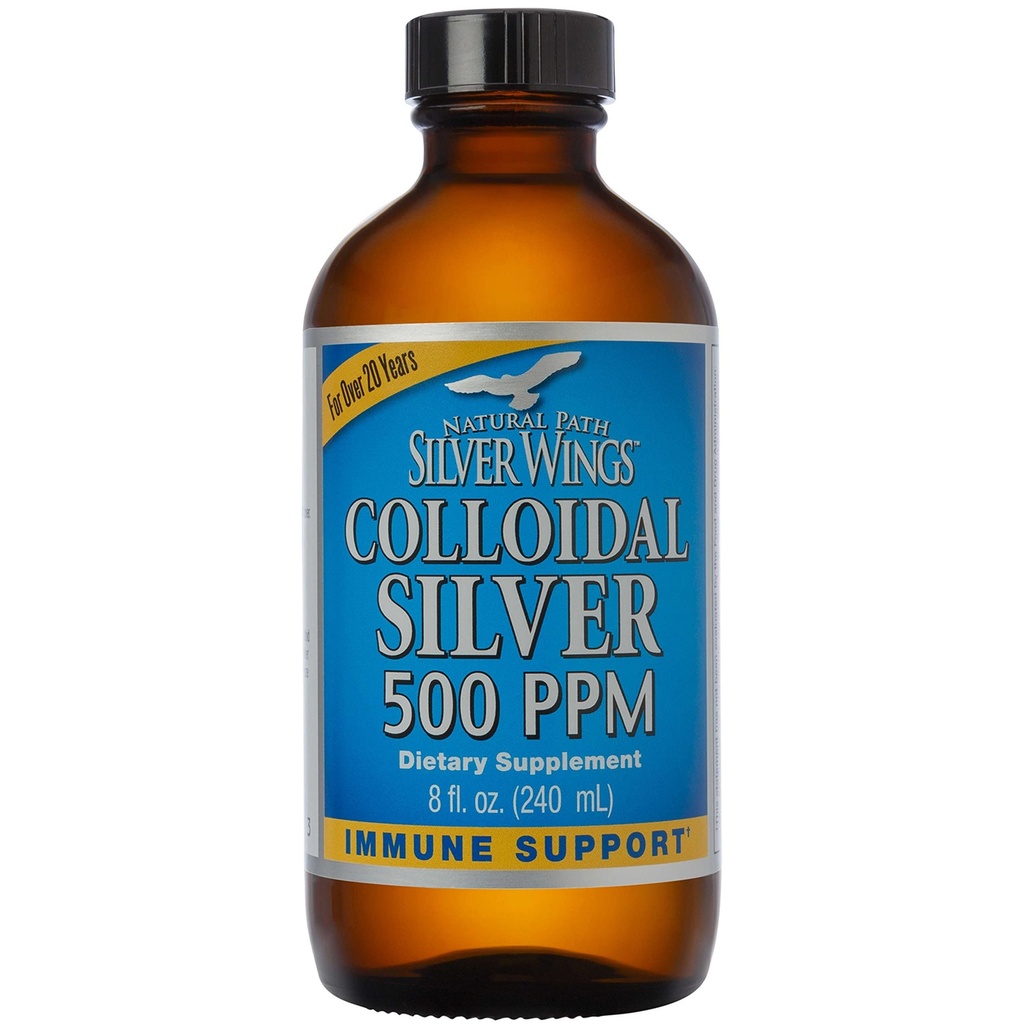 Natural Path Aripi de argint coloidal de argint 500ppm (2500mcg) Suport imun Supliment 8 fl. oz.