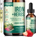 Supliment de fier lichid pentru femei, Barbati, picaturi de fier cu sanatate Femeii Herb Blend, Calciu, Zinc & Multivitamine - Suport Blood Builder, Piele, Energie, Imun pentru Deficitul de Fier, Anemia, Vegan 2 Fl Oz