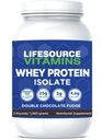 LifeSource Vitamine 3 lb - US Dairy Cows Grass Fed Whey Proteine Izolate - Double Chocolate Fudge îndulcit w/Stevia - 3 lb Pulbere