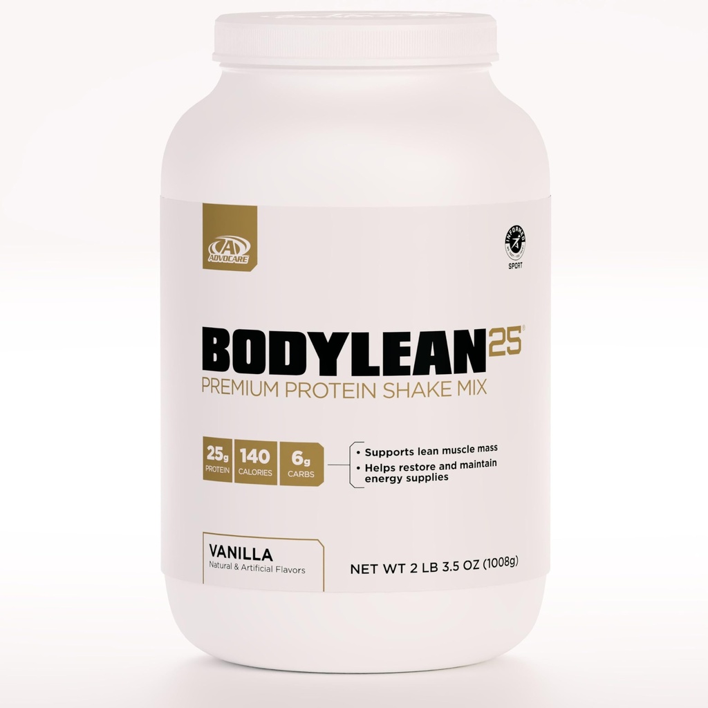 AdvoCare BodyLean25 - Pudră de proteine cu izolat de proteine Whey - Suportă Clădirea musculară & A Lean Body - Oferă suport energetic* - Vanilie, 4,5 oz