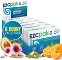 EZC Pak 5-Day Immune System Booster cu Echinacea, Vitamina C, Zinc & Vitamina D - Tained Immune Supplement Supplement pentru Adulți - Sprijină Imunitate, Easy Travel-Size Supliment Pack - (Pachet de 6)