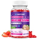 Gume de magneziu pentru copii - Gume glicinate de magneziu cu vitamina D3, B6, Potasiu & Ashwagandha, Magneziu pentru copii si adulti Relaxare, Somn, Brain & Bone Health - Vegan Strawberry 60ct