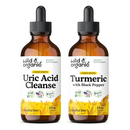 Acid uric sălbatic și organic Cleanse Tincture 4 fl oz și tinctură turmerică 4 fl oz