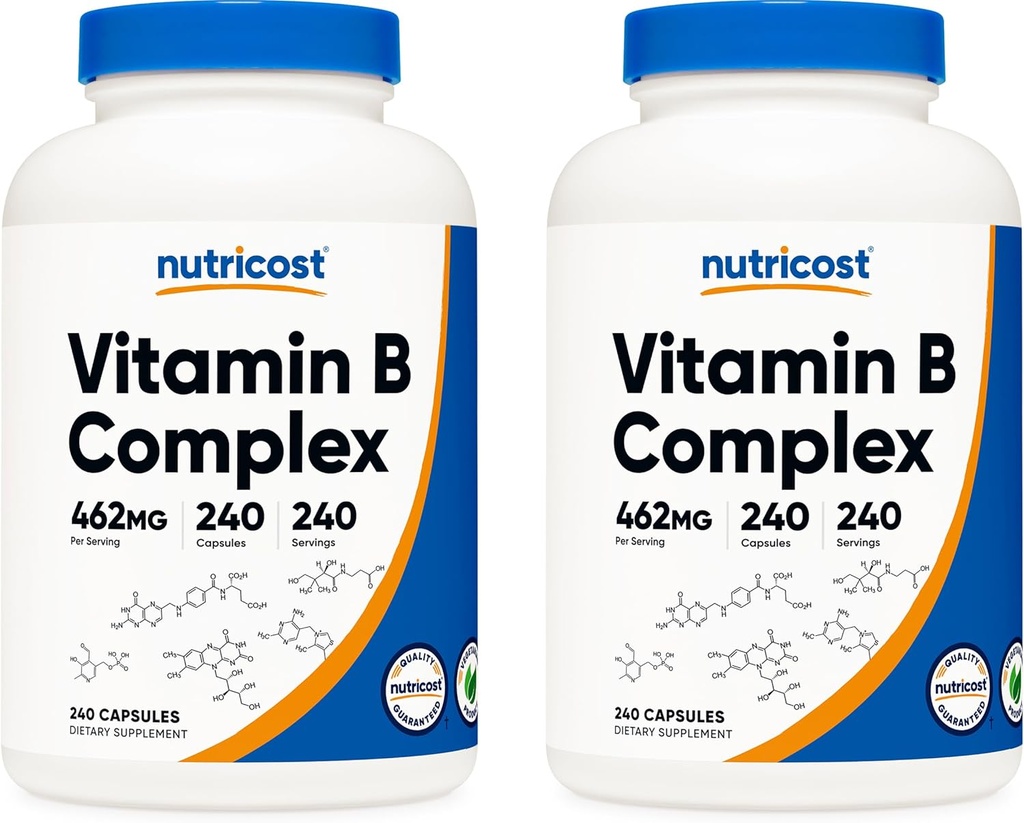 Nutricost mare potenta vitamina B Complex 462 mg, 240 capsule (2 sticle) - cu vitamina C