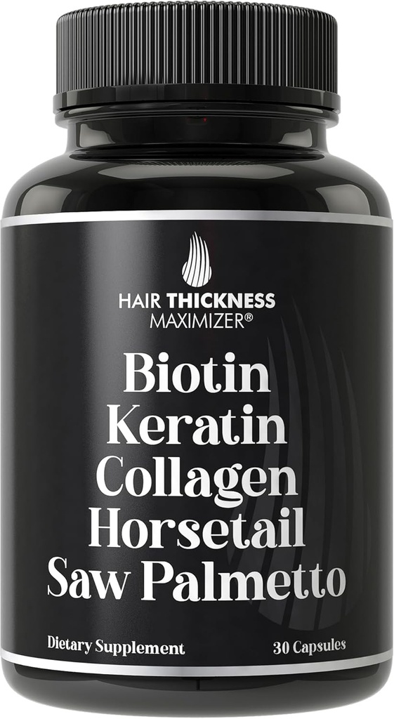 Biotin (5000mcg), Keratin, Collagen, Horsetail, Saw Palmetto – 5-in-1 Hair Growth Supplement & Vitamins for Women & Men, DHT Blocker Capsules for Thinning - Hair Growth Vitamins