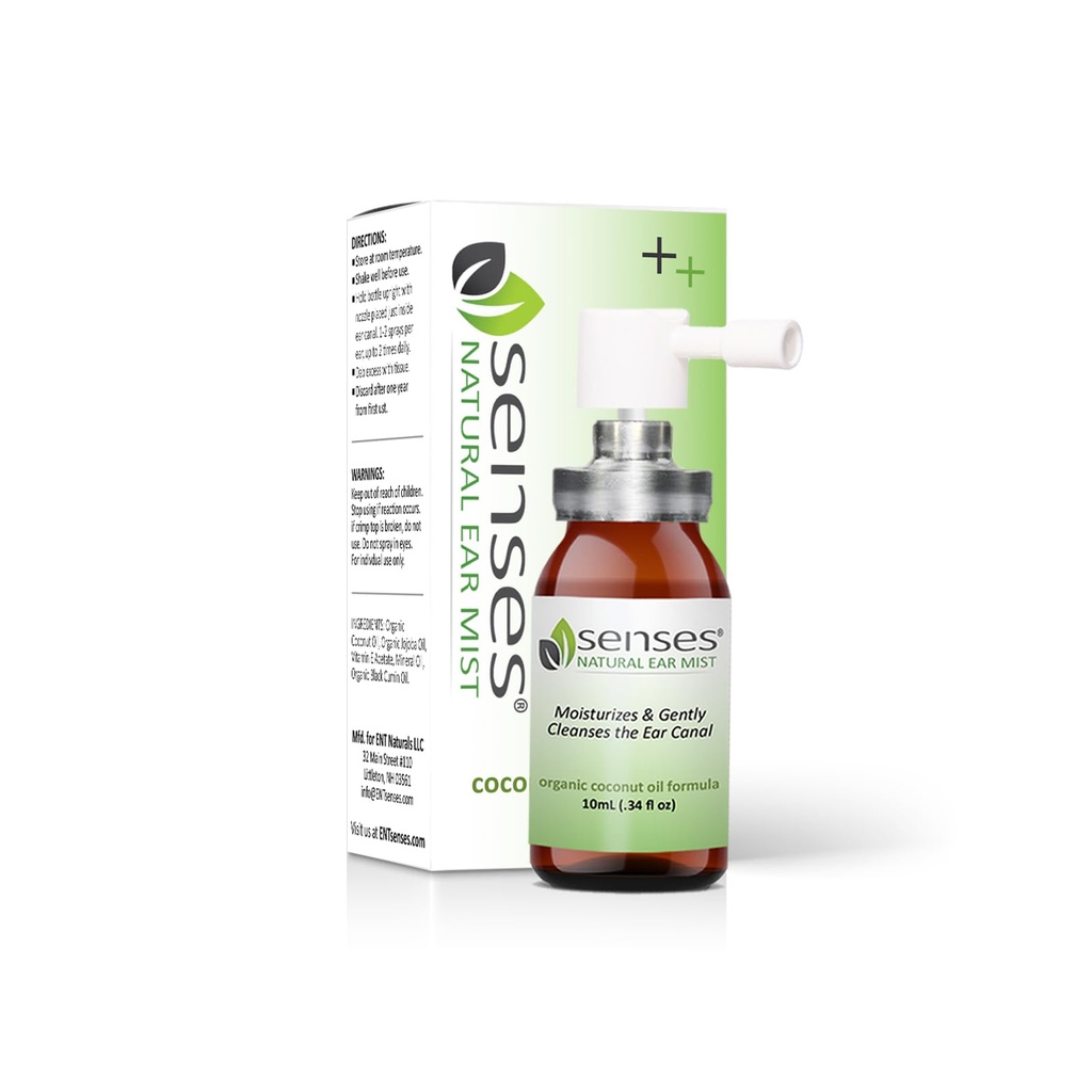 SENSES Picături de ureche naturale - medic preparat Soothing, Organic Ulei de nucă de cocos pentru urechi iritate - Utilizarea pentru curățare, hidratare, scutire de alergii, SIDA auditivă, și ceară de ureche, 0.34 Fl Oz