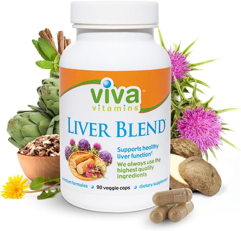 Viva Vitamine Ficat Blend Detox Cleanse - Ficat Curățare Detoxifiere & Reparație w/Milk Thistle & Extract de Anghinare, Suplimentul hepatic pentru suport hepatic Optimal, Vegan, Gluten gratuit, Non-GMO, 90 Veggie Caps