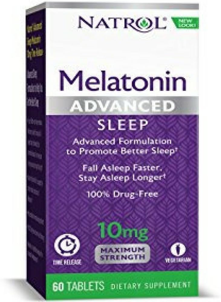 Natrol Advanced Sleep Melatonin Tablets, Putere maximă, 60 Count, Pachet de 5