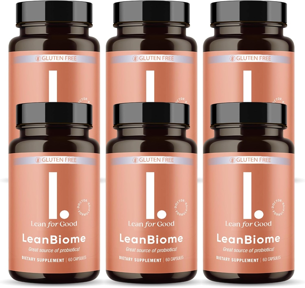 LeanBiome, 9-Strain Probiotic Formula, Suportă un biom curajos echilibrat, Probiotice cu gust puternic cu select verde Fitozom - 60 capsule, 6 Pack