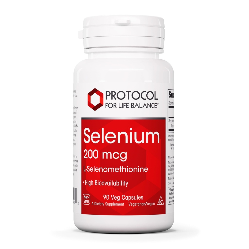 Protocol Selenium 200mcg - Suport Imun, Tiroidar & Prostate Health* - Selenium Supplements - Vegetarian, Kosher & Halal - 90 Veg Caps