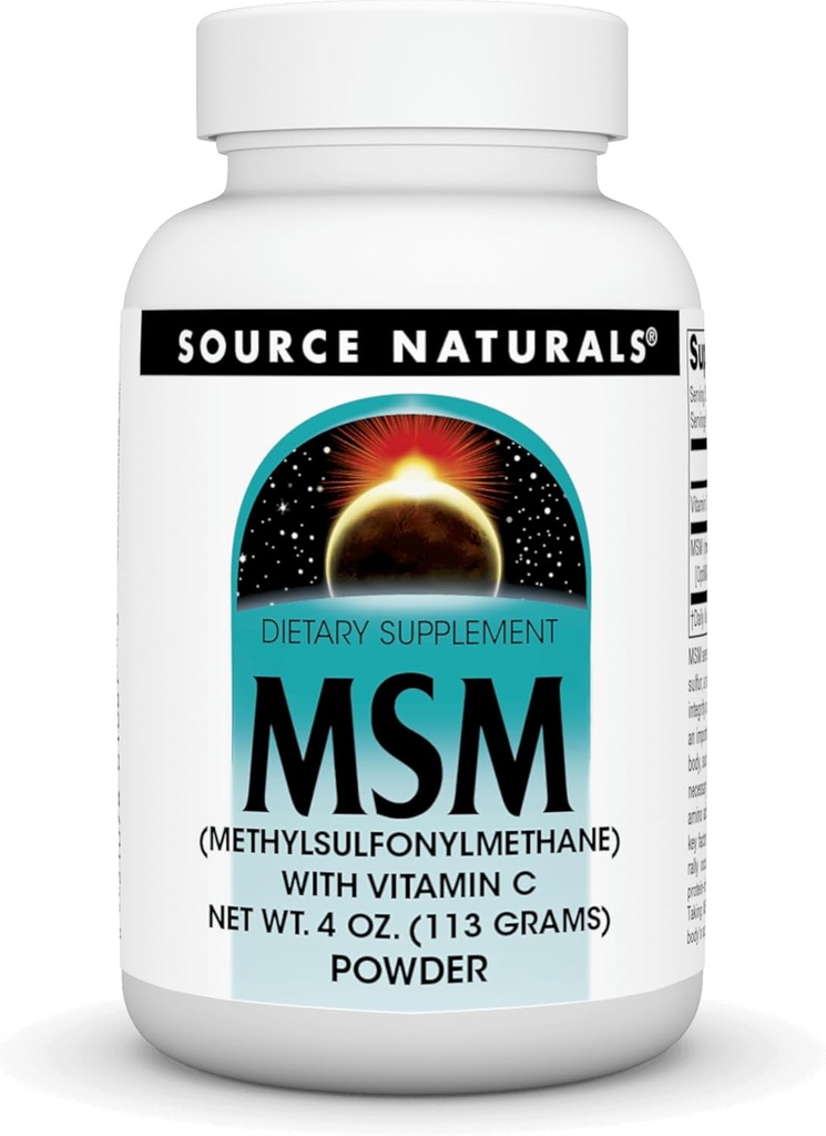 Sursa Naturale MSM (Metilsulfonilmetan) cu vitamina C - pulbere, 4 Ounce