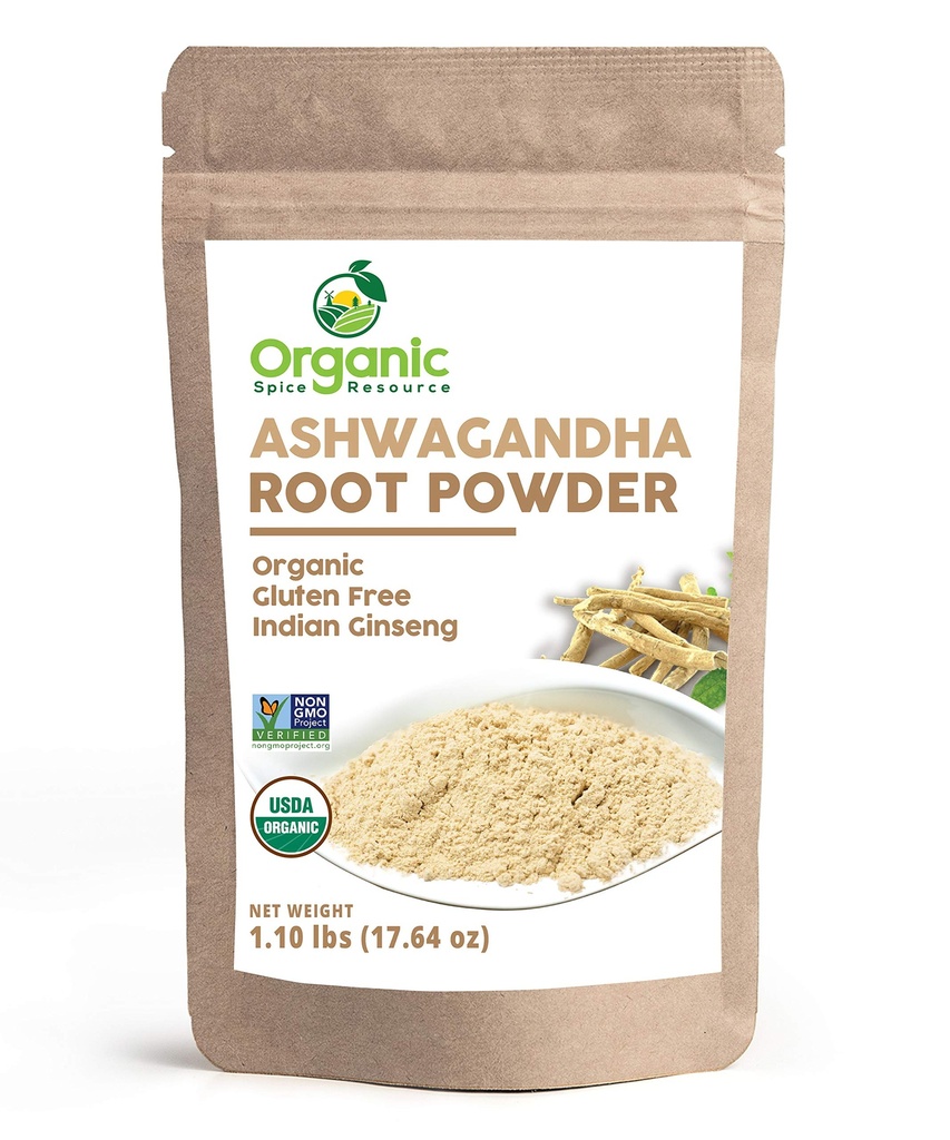 Pudră organică de rădăcină Ashwagandha - 1.10 lbs (17.64 oz) 