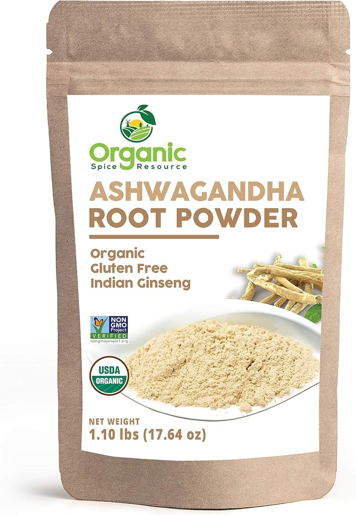 Pudră organică de rădăcină Ashwagandha - 1.10 lbs (17.64 oz) 