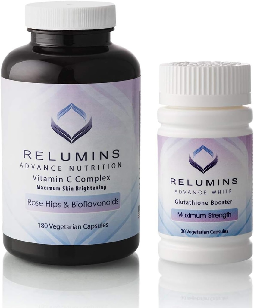Relumins Advanced Vitamin C MAX Complex and Glutathione Booster Nutrient Support Capsules Set - Ultimate Booster Set