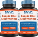 Nova Nutritions 2 Pack Capsulele conţinând Konjac Root Glucomannan 2000 mg/Serving Veggie Caps 180 Count (total 360 capsule)
