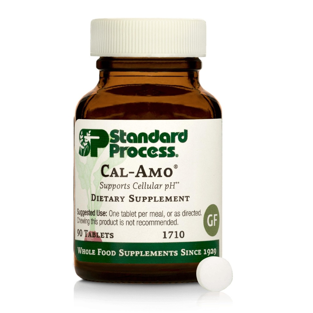 Proces standard Cal-Amo - Cellular Health Supplement - Plamân de sprijin suplimentar cu calciu si clorura - Suport Functii respiratorii sanatoase - 90 comprimate