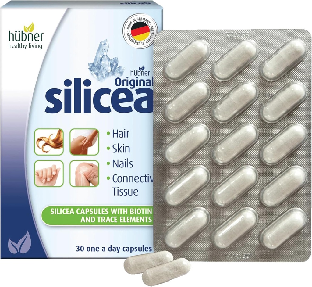Hübner Original Silicea Gel One a Day Capsules for Hair, Skin, Nails, and Connective Tesut, Pure Calibrilic Gel Formula, No Aditivs or Conservatives, 30 Servings