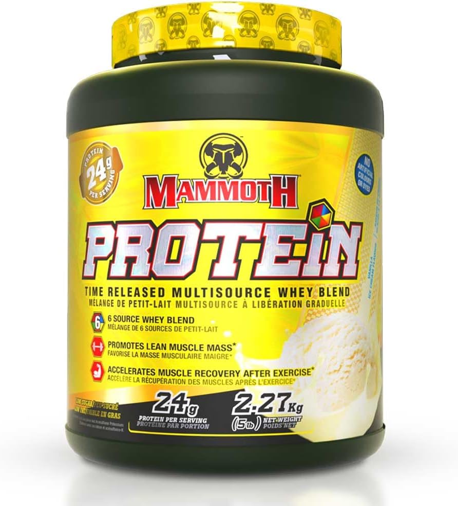 MAMOTH PROTEIN PULBERE, HIDROLIZED WHEY & LILK PROTEIN ISOLATE, CASEIN, 6 BIOAVAILABIL DAY PROTEIN SURCES, LOW ZAHĂ, Vanila, 5 LB