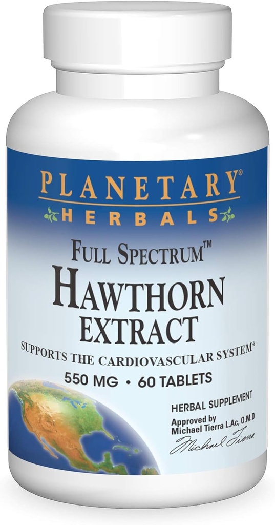 Herbals Planetary Full Spectrum Hawthorn Extract 550 mg Tabs, 60 t