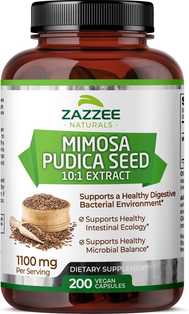 Zazzee Mimosa Pudica Seed 10:1 Extract, 200 capsule Vegan, 1100 mg, 3+ Luna de aprovizionare, Potent 10:1 Extract, non-GMO și All-Natural