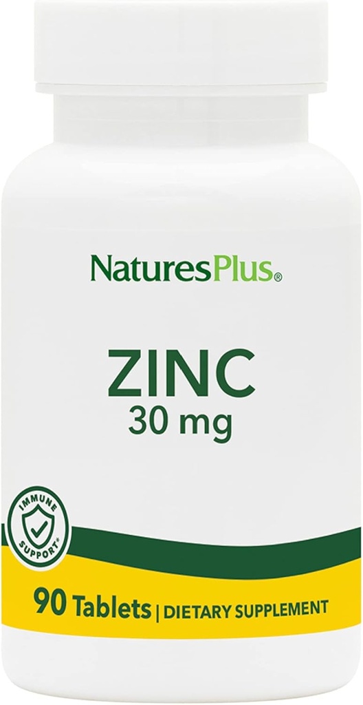 NaturasPlus tablete de zinc - 30 mg, 90 comprimate vegetariene - Suplimentul sistemului imunitar pentru creșterea celulară și repararea - promovează digestia sănătoasă, metabolismul și vederea - Gluten-free - 90 serviri