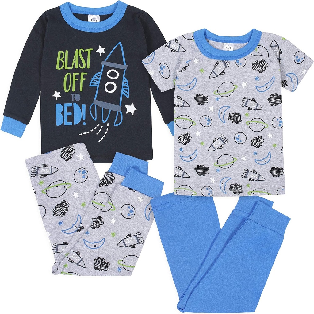 Gerber Baby Boys' Toddler Snug Fit 4-Piece Pajama Set