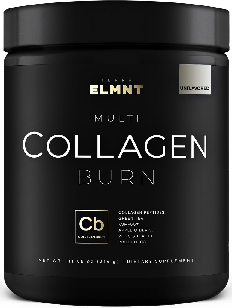 ELMNT Super Colagen Pulbere pentru femei Pierderea in greutate + Frumusete w. Probiotice, Acid hialuronic, ACV, KSM-66, Biotin - Premium Multi Colagen Peptides Proteine Supliment Colageno pentru femei (nearomatizate)