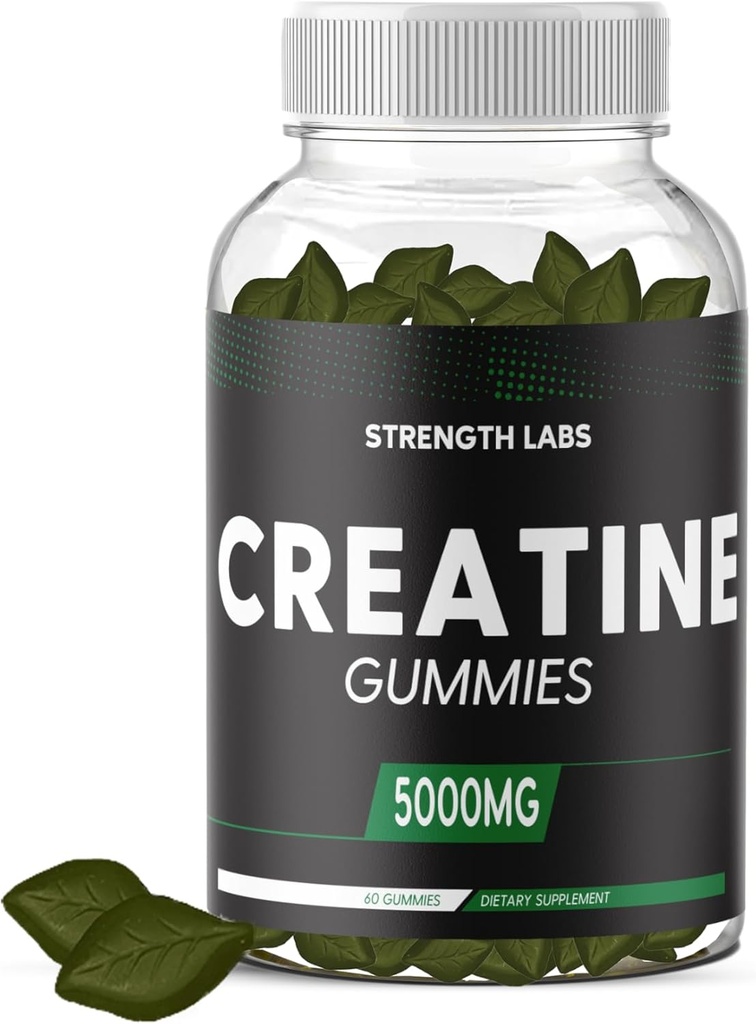Creatură fără zahăr 5g pentru bărbați și femei - Creatină masticabile Monohidrat Gume construi dimensiunea cu L-Theanină și vitamina B12 5000mg Bodybuilding Bodybuilder Forta musculara - Pre-Workout Creștere