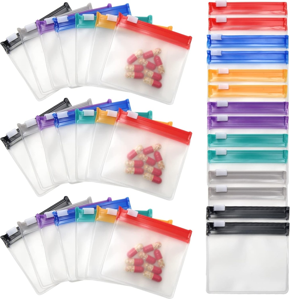 35&70 Bucati pastile Pouch Bags Zippered, Anglecai Reutilizabil Pill Pouch pentru medicamente Bags Portable Self Sigilarea Pachete de medicamente de călătorie cu Slide Lock Baggies droguri (35)
