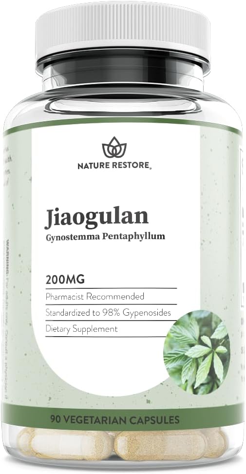 Suplimentul nostru Extract de Jiaogulan, Gynostemma Pentaphyllum este Standardizat la 98 Procent Gypenoside, Activator AMPK Natural, Non OMG, Gluten Free, 90 Gynostemma Capsule, Vegan