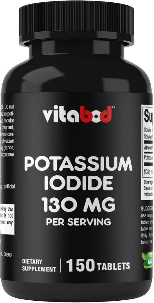 Potassium Iodide Dietary Supplement 130 mg per Serving - 150 Tablets (2 Bottles)