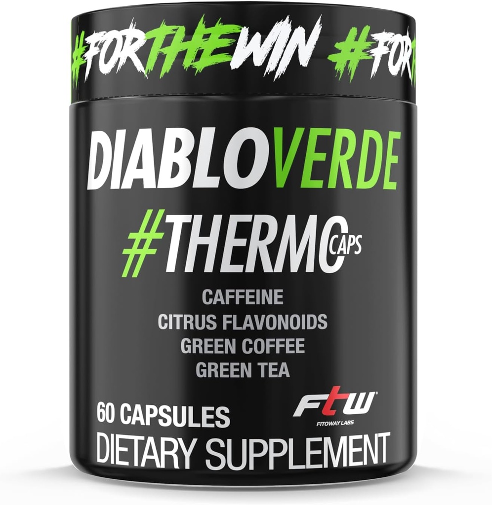 Diablo Verde termocaps - 395mg Cafeina, Citrus, Cafea verde, Ceai verde - 60 capsule, 60 Serviri